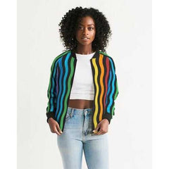 RAINBOW STRIPES Womens Bomber Jacket