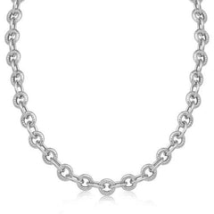 Sterling Silver Round Cable Inspired Chain Link Necklace, size 18''