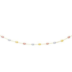 14k Tri-Color Gold Necklace with Fancy Textured Pebble Stations, size 17''