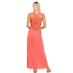 Women's Halter Maxi Dress with Cross Back Straps