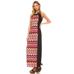 Women's Sleeveless Color Block Maxi Dress