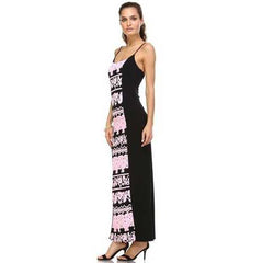 Women's Printed Contrast Maxi Tank Dress