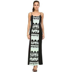 Women's Printed Contrast Maxi Tank Dress