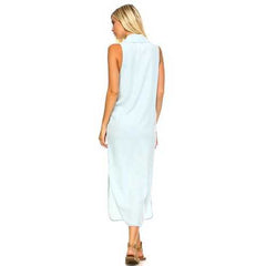 Women's Button Down Denim Side Slit Dress