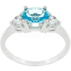 Miranna 1.2ct Blue Topaz CZ Rhodium Classic Oval Ring