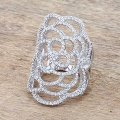 Rosa 1.25ct CZ Rhodium Filigree Cocktail Ring
